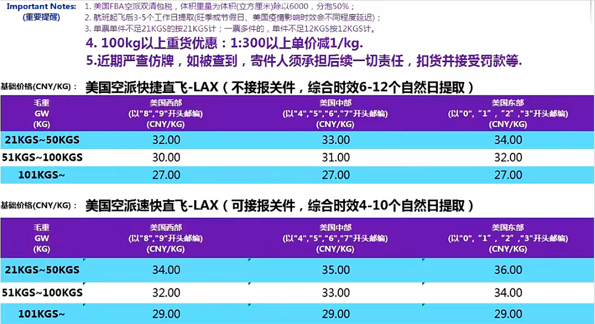 美國空派直飛LAX價格表 美國空派直飛LAX價格表